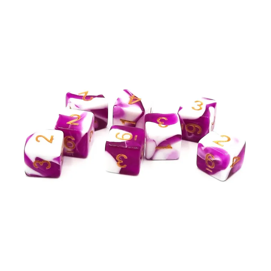 

Набор d6 — фиолетовый и белый с золотом (8), Acrylic-Resin Dice - Vorpal (d6s)