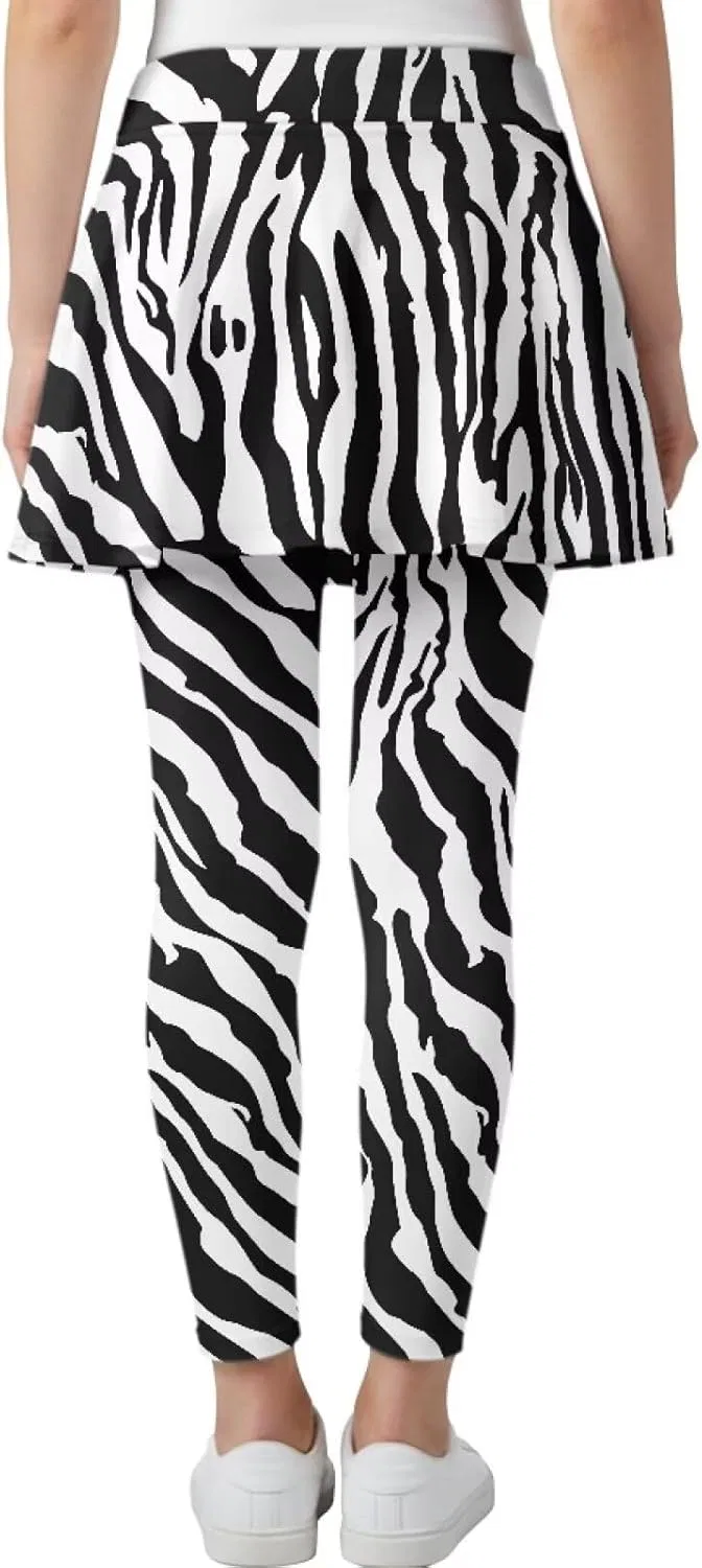 Леггинсы с юбкой 2-в-1 для девочек, Yatixapu, Zebra Print, 5-14 лет — фото 2
