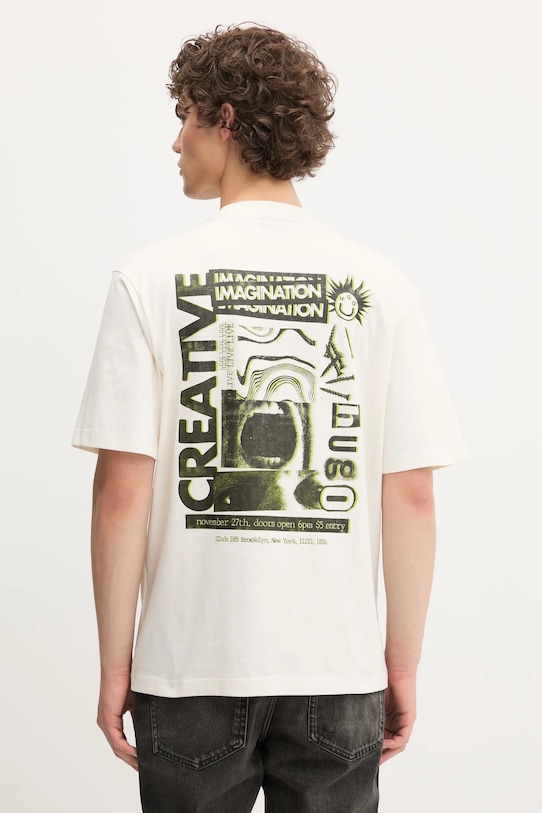 

Хлопковая футболка HUGO Blue nylix, бежевый