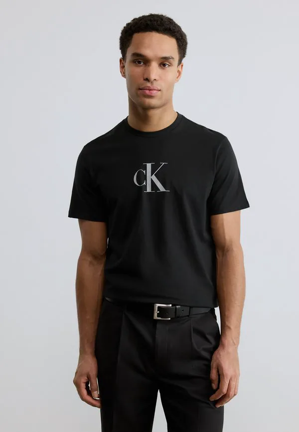 Футболка с графическим принтом в виде монограммы distress Calvin Klein, Black