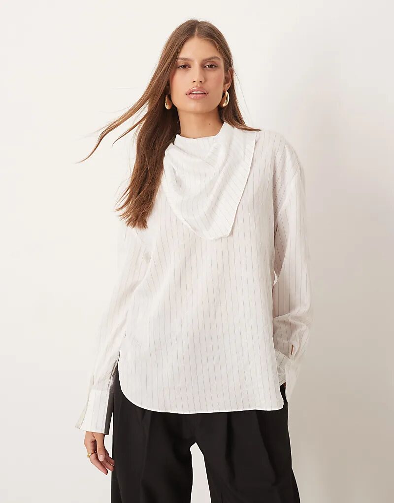 

Блузка Mango с закругленным подолом в белую полоску