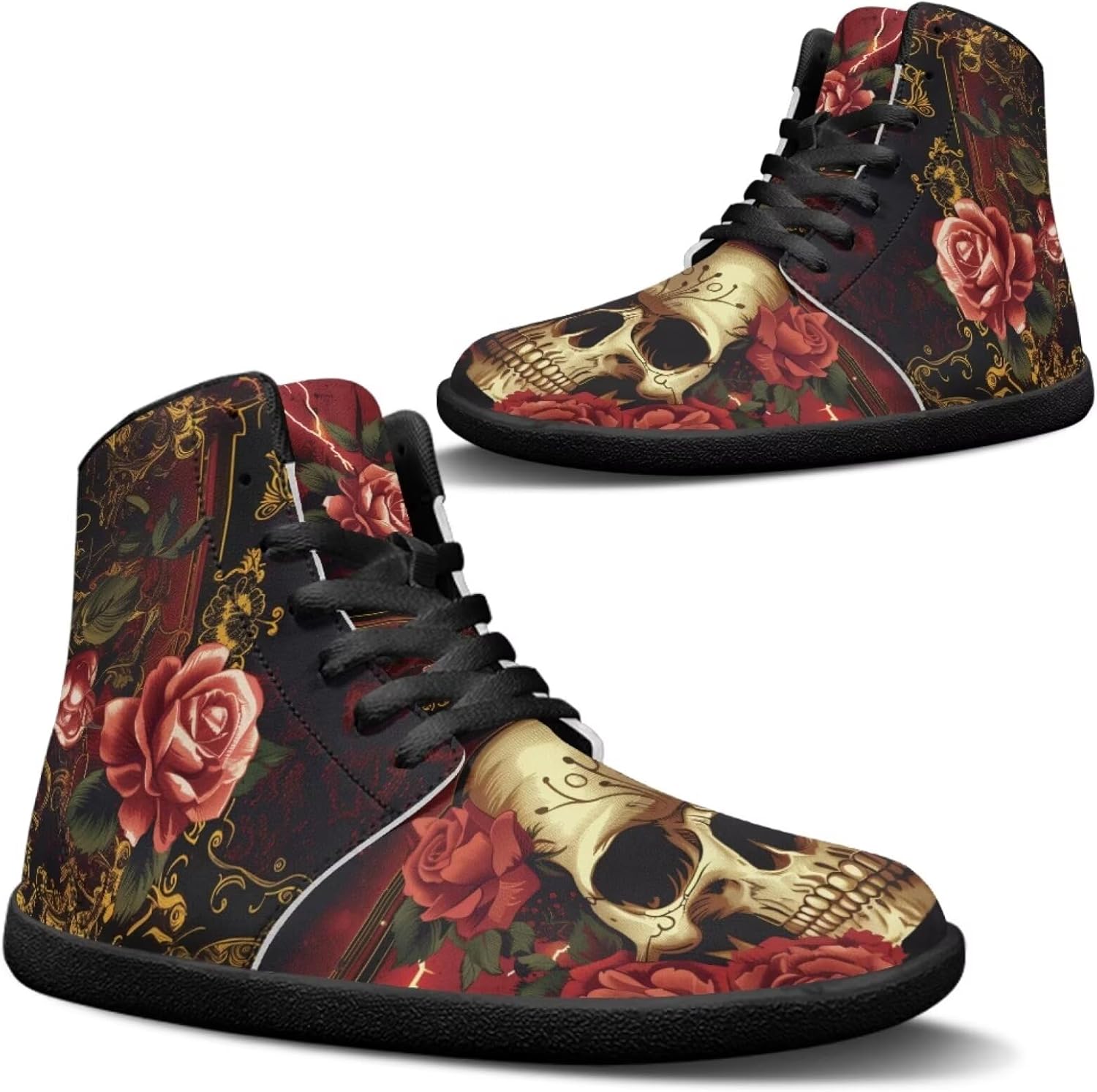 

Кроссовки Jeiento Skull High Top для мужчин с эффектом босоного бега, дышащие, розовый