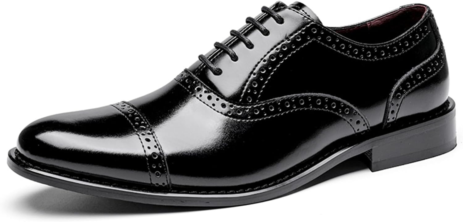 

Мужские классические оксфорды из натуральной кожи с заостренным носком и шнуровкой, стильные ретро-дерби из коровьей кожи, подходят для офиса, свадьбы и церкви Negyanme, черный