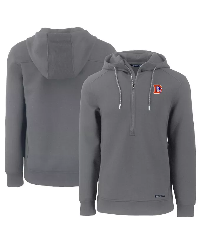 

Мужская серая толстовка с капюшоном Denver Broncos Throwback Roam Eco на молнии Cutter & Buck