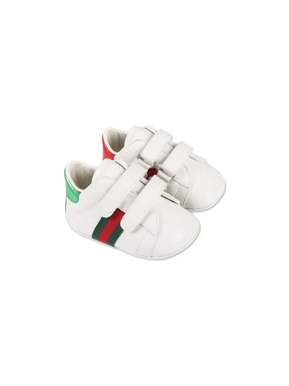 Фирменные кожаные ботинки для первых шагов с боковой полосой Gucci Kids, белый