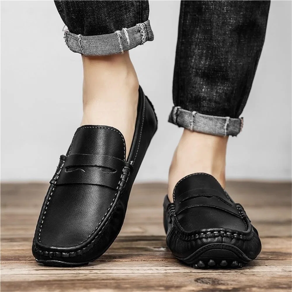 Мокасины кожаные Loafers Black DHFIRUFSHLO — фото 2