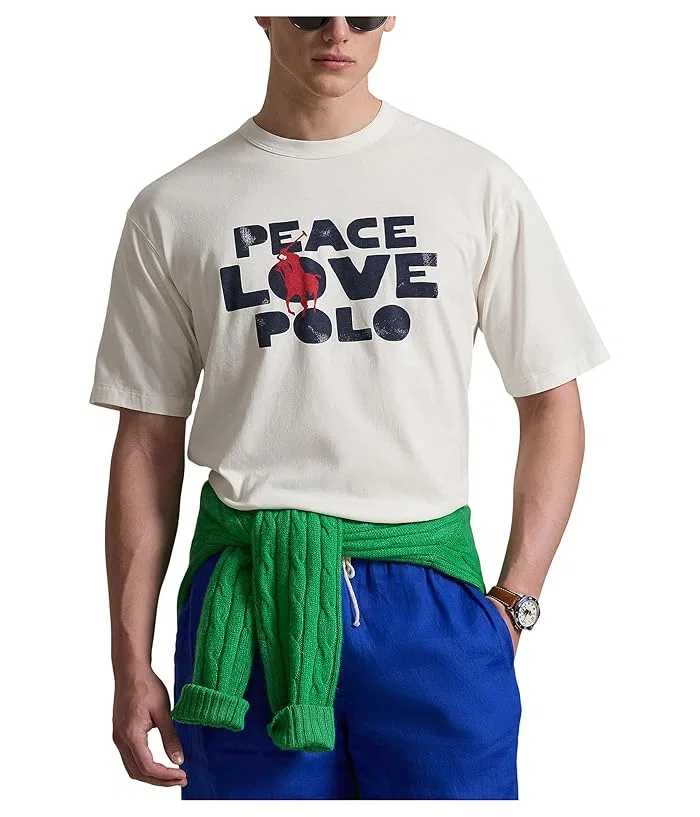 Футболка Polo Ralph Lauren Classic Fit Peace Love, белая