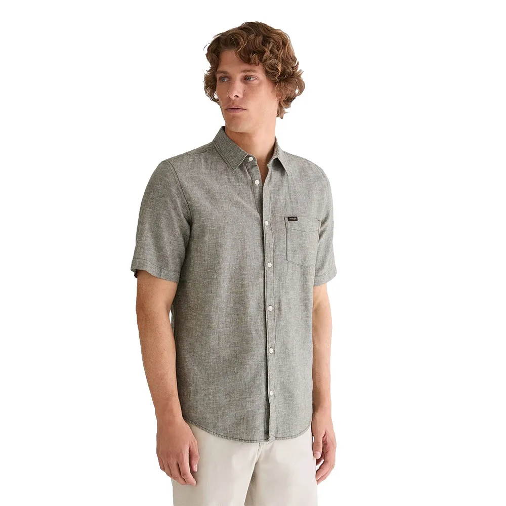 

Рубашка Wrangler 112378047 с одним карманом, стандартного кроя, с коротким рукавом, серый