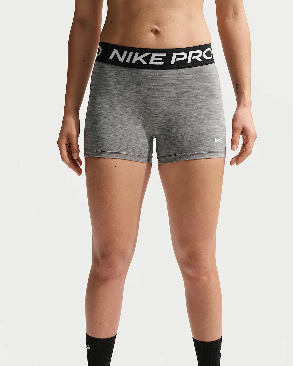 Женские велосипедки Nike Pro со средней посадкой, 3", Smoke Grey/Heather/Black/White — фото 2