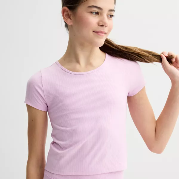 

Футболка с коротким рукавом в рубчик для девочек 7-20 лет Tek Gear, цвет vibrant lilac