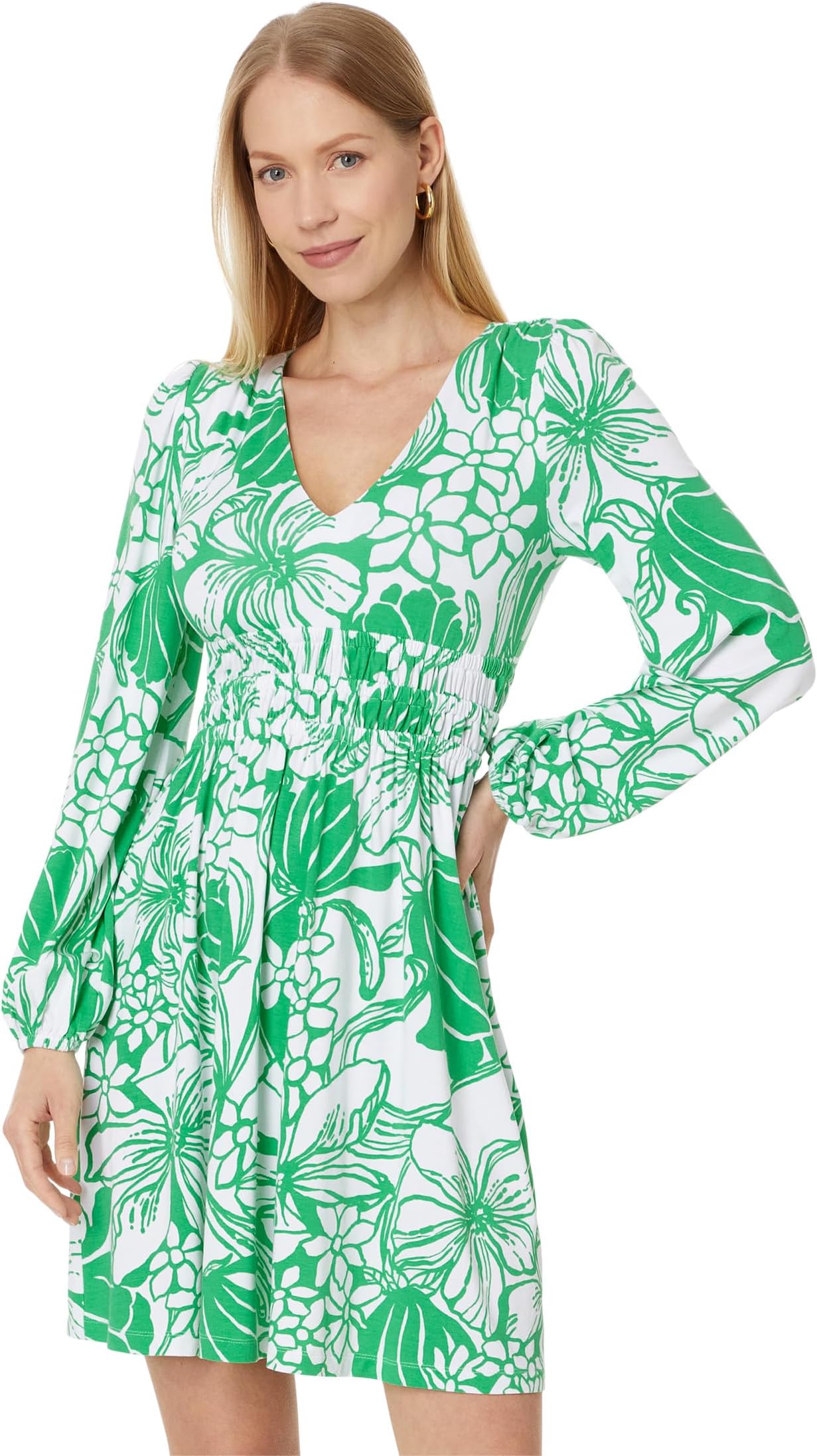

Платье Lilly Pulitzer Calla Long Sleeve V-Neck Dress, цвет Spearmint Oversized Kiss My Tulips