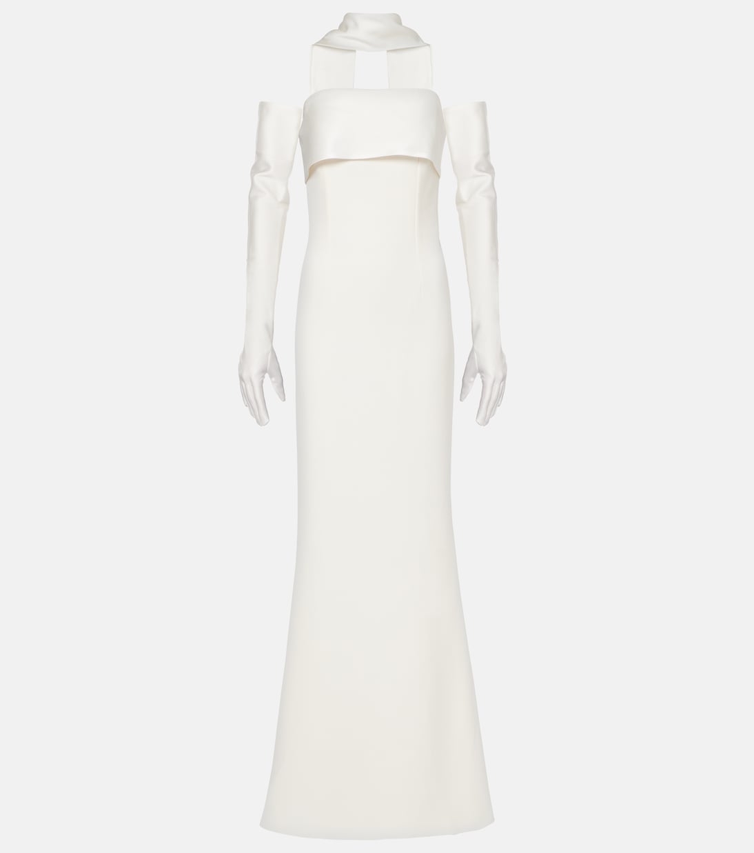 

Платье Roshana из крепа с поясом и перчатками Safiyaa, Ivory On Ivory
