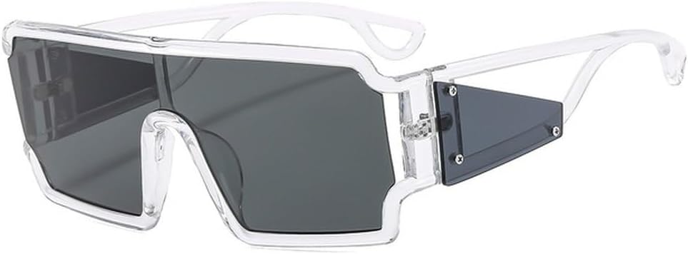 

Модные ретро-солнцезащитные очки большого размера для женщин и мужчин, с выемчатой ​​оправой, солнцезащитные очки с защитой от УФ-излучения UV400 TVTBBVV, Transparent Grey