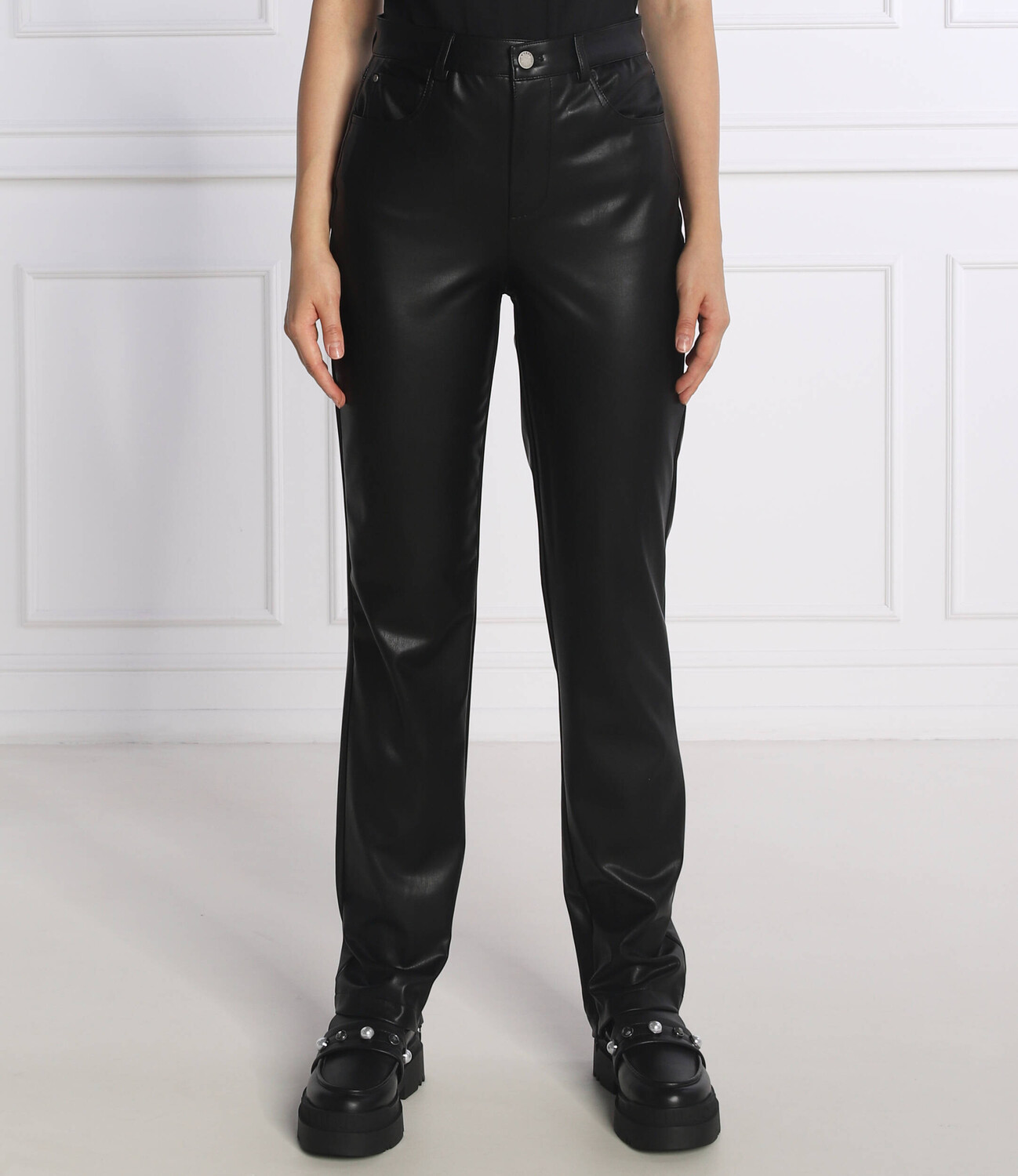 

Брюки GUESS caroline straight fit, черный