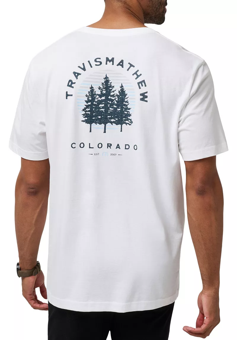 

Мужская футболка TravisMathew Adventure Season 2.0 CO State с графическим рисунком для гольфа, белый