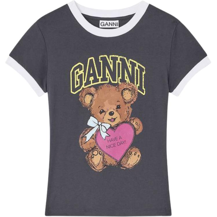 

Укороченная футболка teddy GANNI, темно-серый