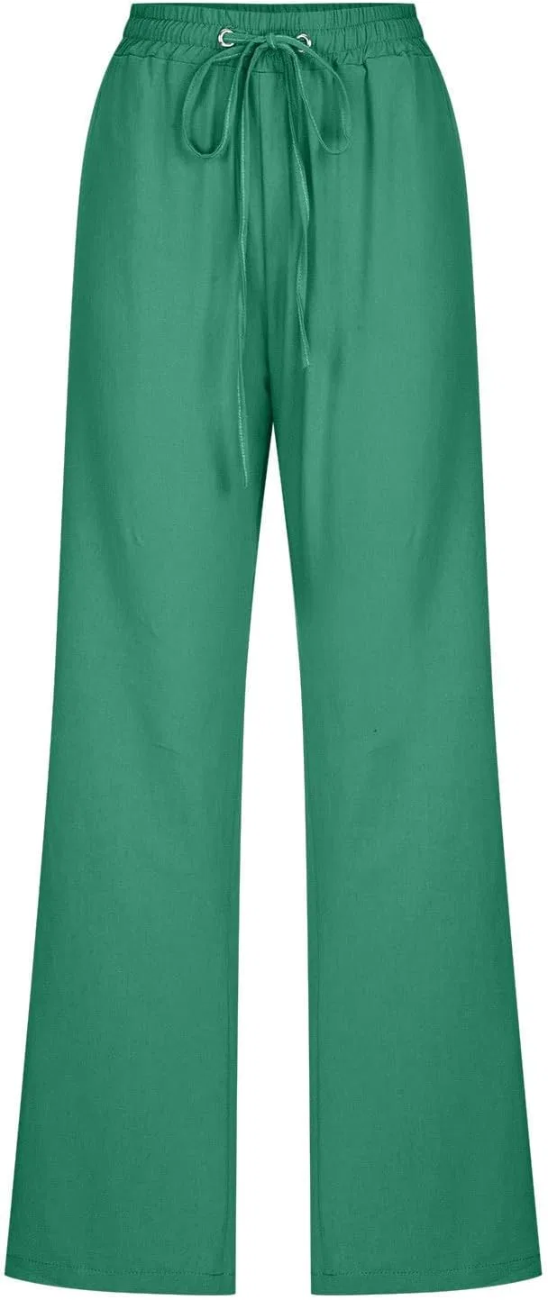 Брюки широкие, Cotton Linen, Green — фото 3