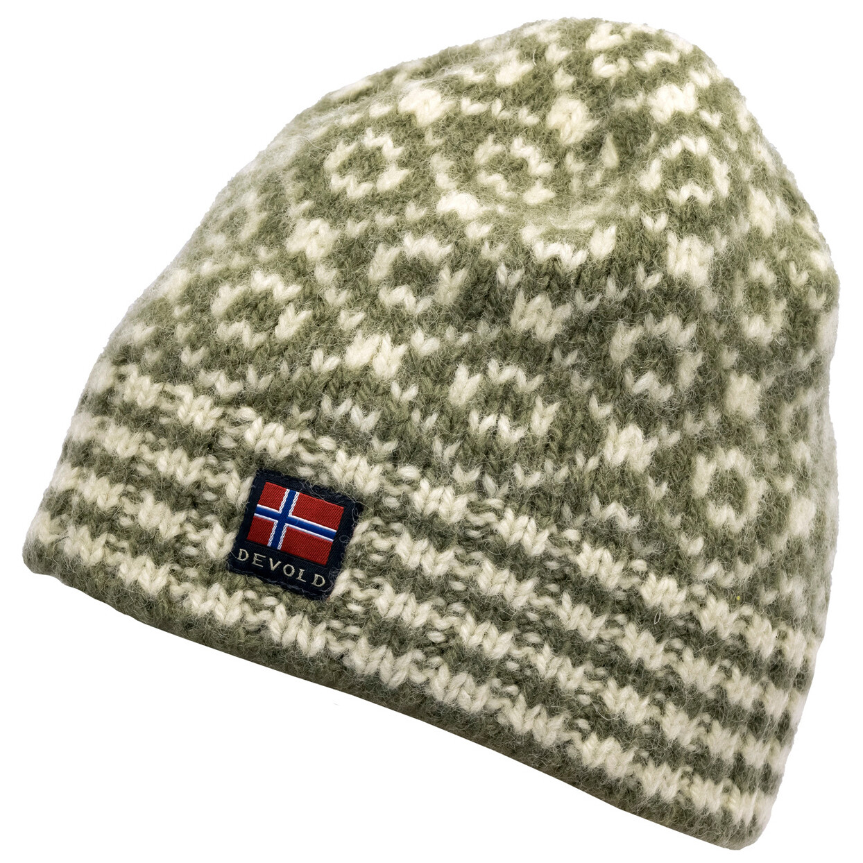 

Шапка Devold Svalbard Beanie, цвет Olive/Offwhite