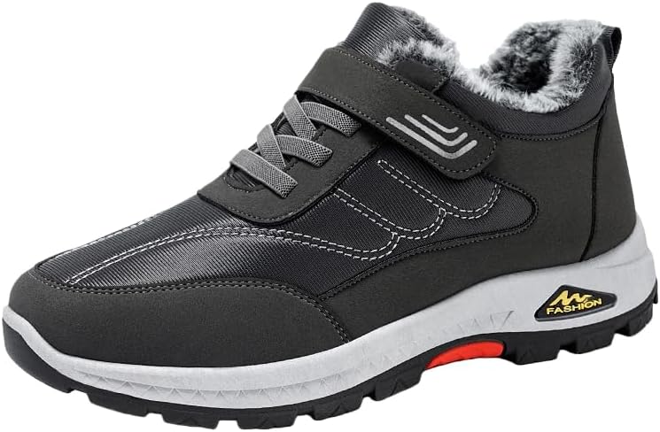 

Теплые и повседневные кроссовки на толстой подошве с шнуровкой, подошва из ПВХ и искусственный плюшевый материал внутри - подходит для носки в любое время года Hoalox, серый