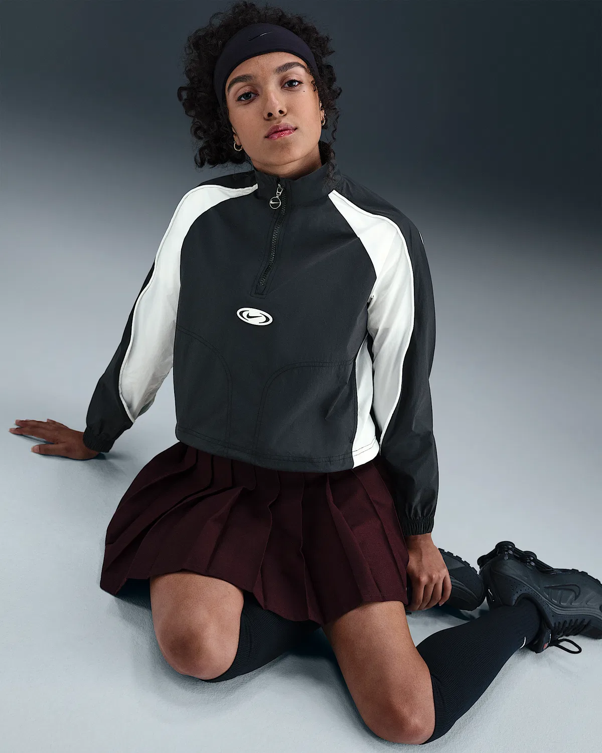 Детская куртка Nike Sportswear с четверть-застежкой, Black/White/White/White — фото 3