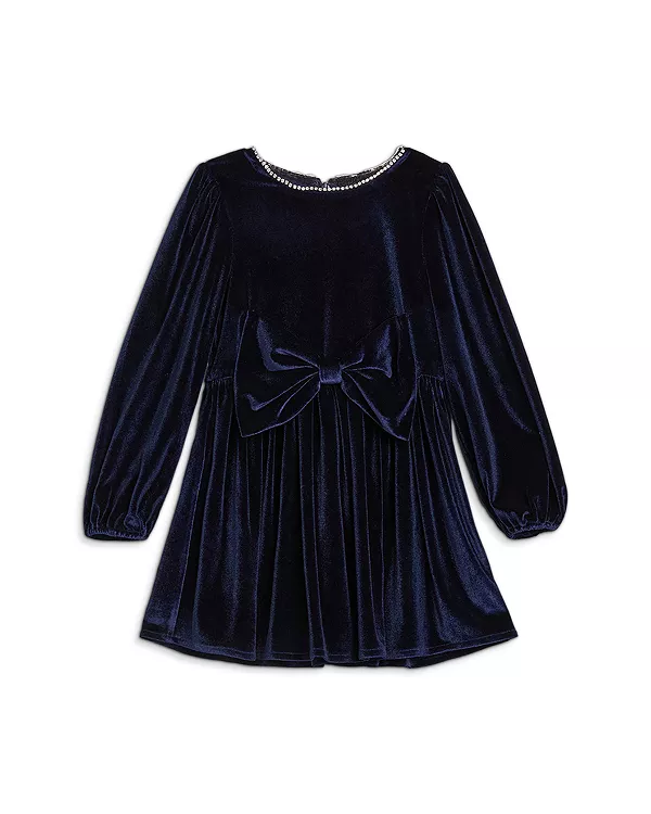 

Мини-Платье Ashlyn из велюра для девочек - для малышек и для детей постарше Bardot, синий