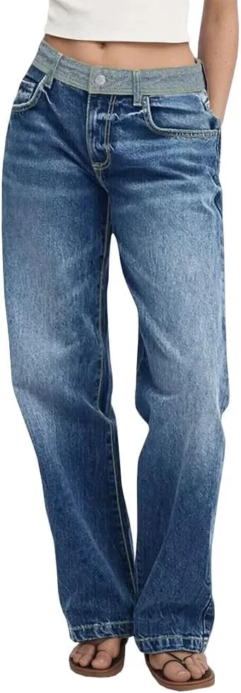 

Женские джинсы Vintage High Waisted Wide Leg с эффектом пэчворк TACSTRUN