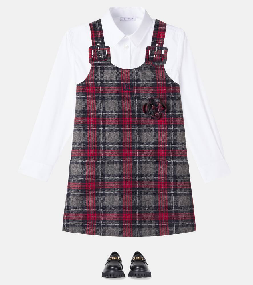 Платье с цветочной аппликацией в клетку Dolce&Gabbana Kids, Check-Tartan — фото 2