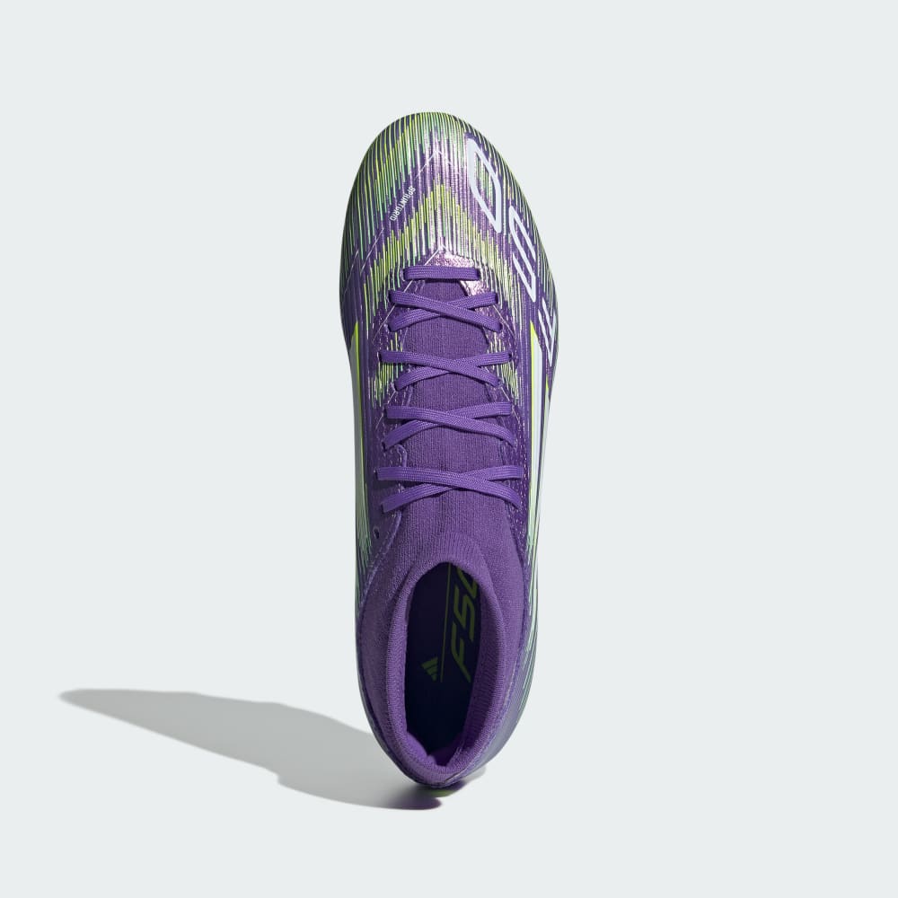 Бутсы Adidas F50 League Mid Firm/Multi-Ground Cleats, цвет Purple Rush/Cloud White/Lucid Lemon — фото 3