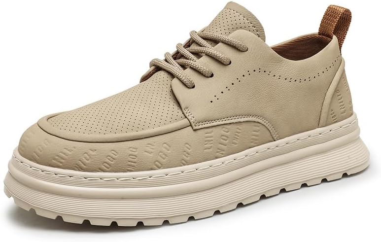 

Мужские кожаные кроссовки на шнуровке, удобная обувь для ходьбы, с амортизирующей подошвой, утягивающие кроссовки для мужчин, повседневные скейт-кроссовки Trcloltc, хаки