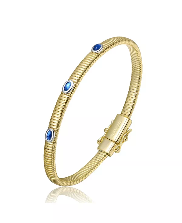 

Браслет с покрытием из 14-каратного золота и прозрачными, зелеными, красными или синими кубическими цирконами Rachel Glauber, blue