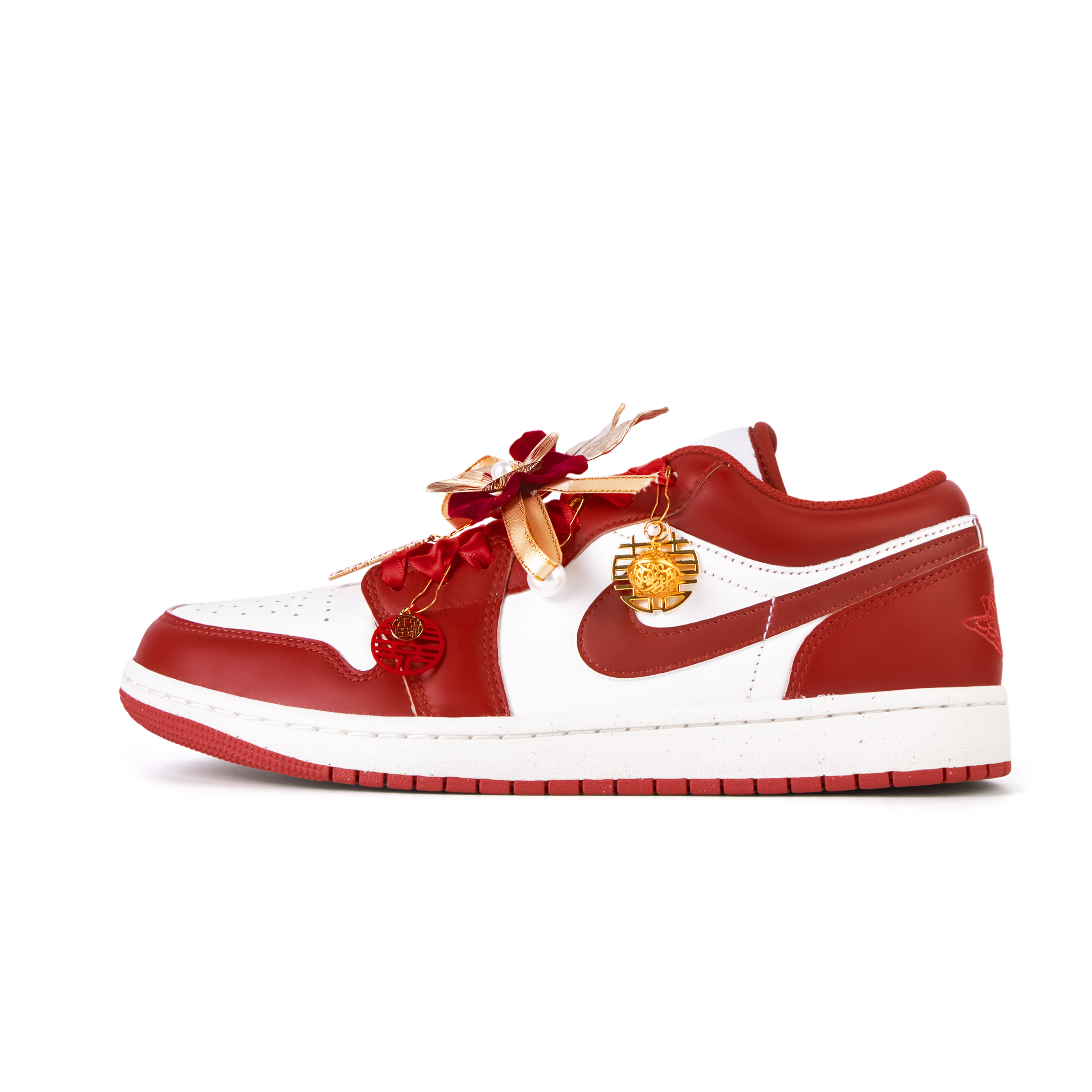 

Jordan Баскетбольные кроссовки Air 1 Love Of The Century с низким верхом, износостойкие, противоскользящие, мужские, белые, красные