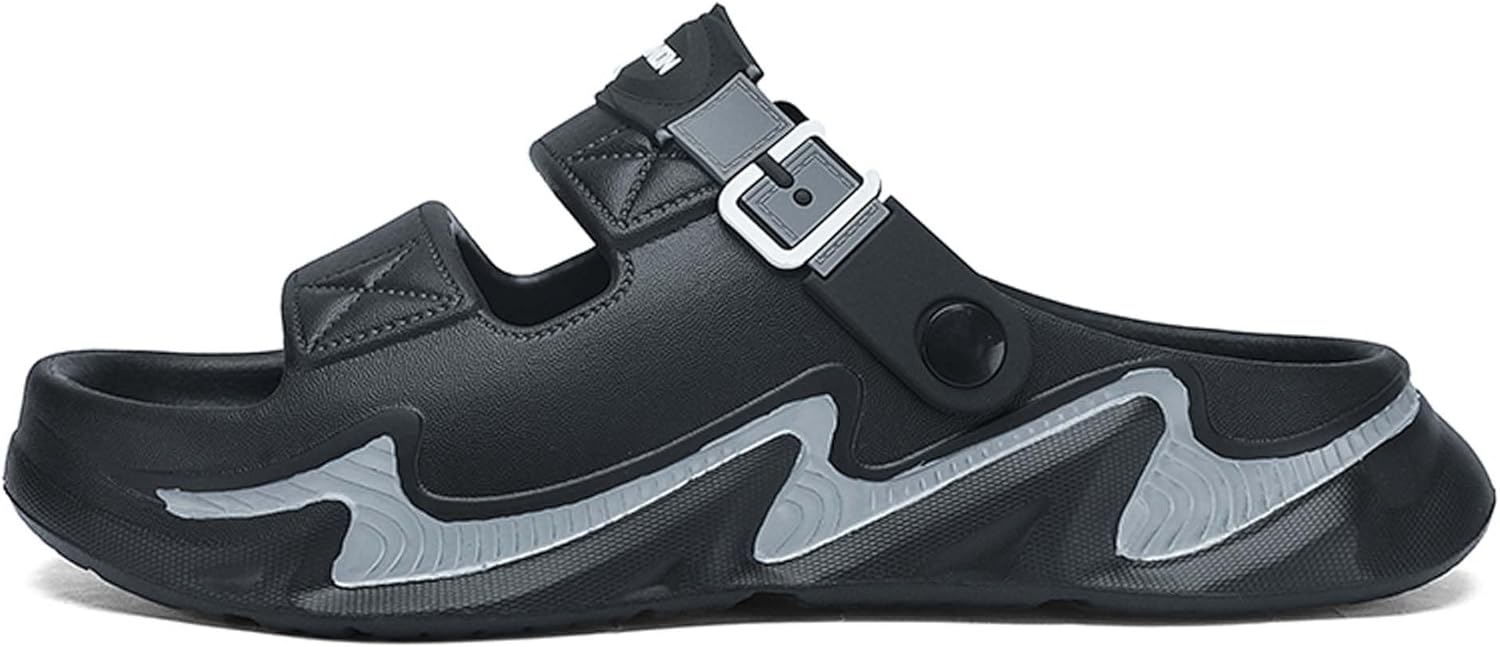 

Мужские удобные тапочки с двумя ремешками, противоскользящие сандалии из EVA с плоской подошвой, быстро сохнущие домашние тапочки для спальни Generic, черный