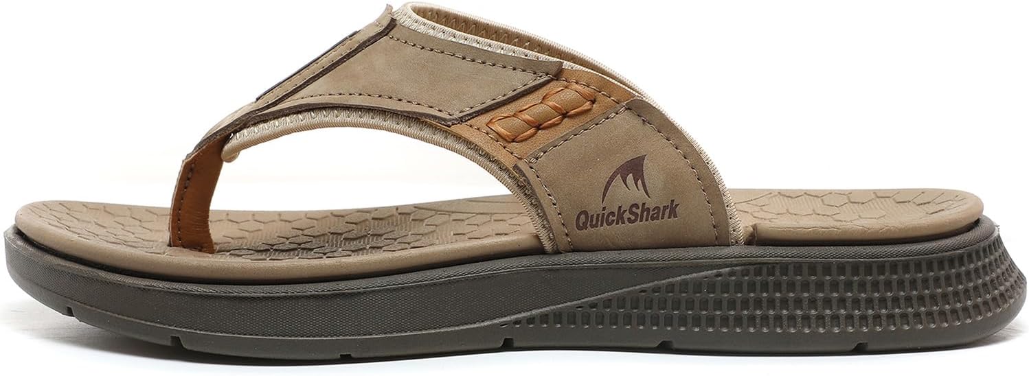 Мужские шлепанцы Quickshark с кожаной подошвой и поддержкой свода стопы, пляжные сандалии, Gsand — фото 2