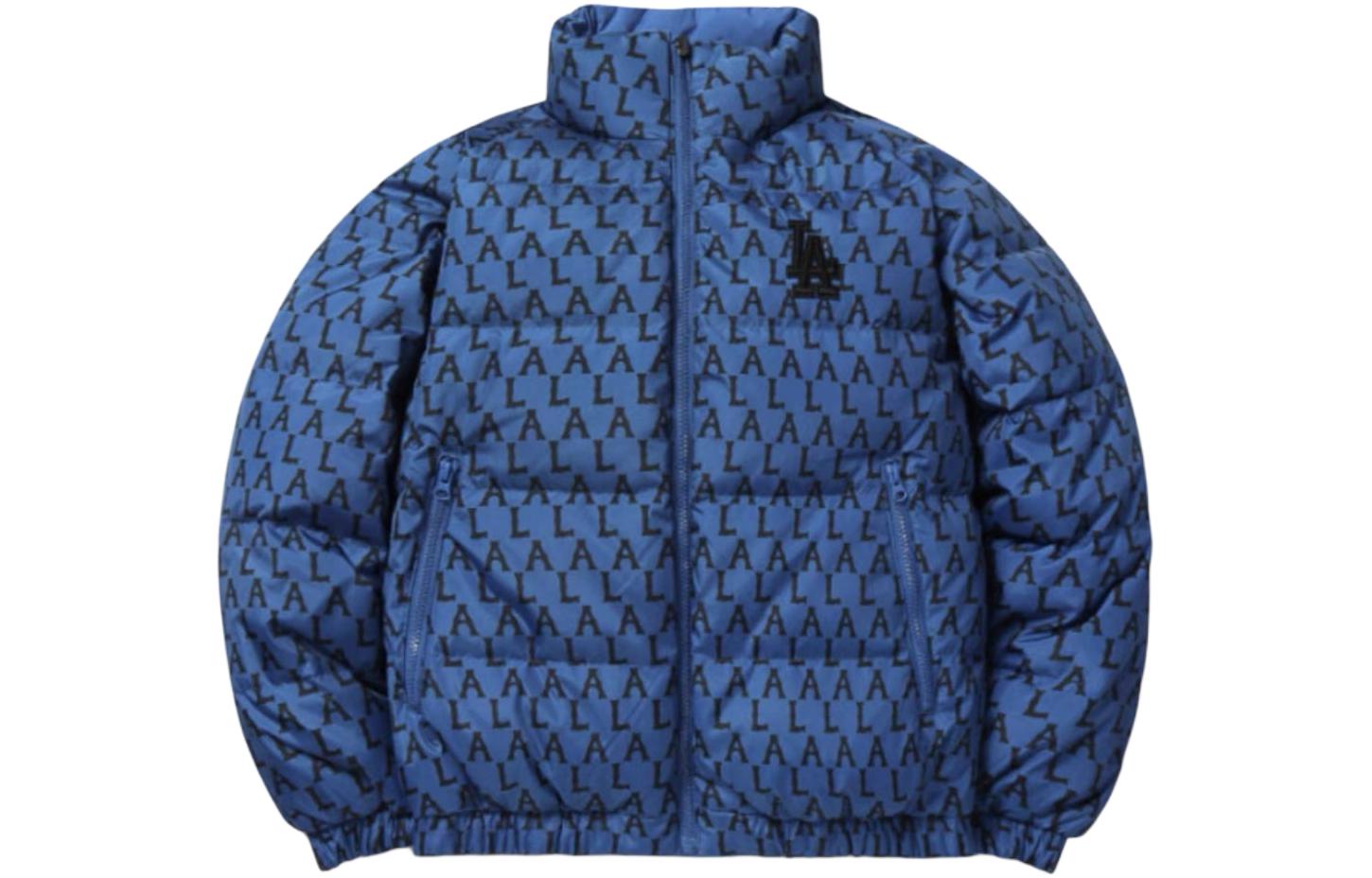 

Старая цветочная пуховая куртка зимняя, укороченная унисекс MLB, синий