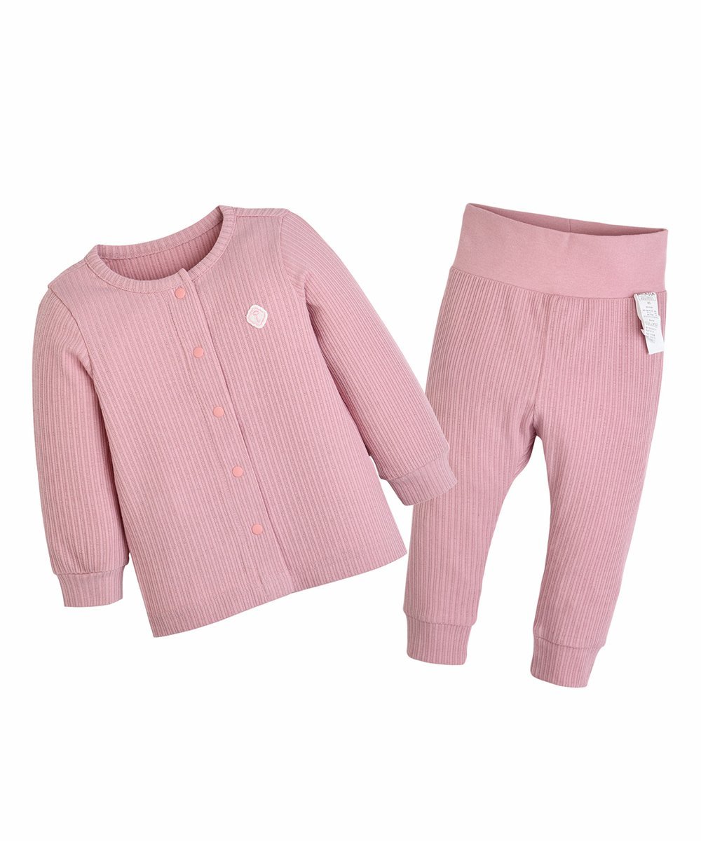 Розовый топ с длинными рукавами и брюки с перфорацией Moimoln, Pink