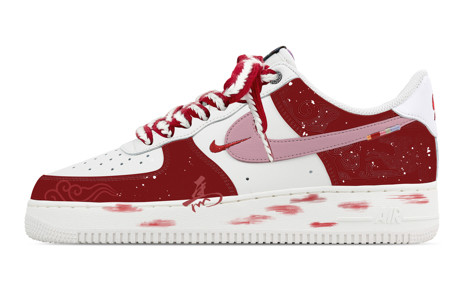 

Nike Кроссовки Air Force 1 Auspicious Snow Leather Breathable low top для скейтбординга мужские красные белые