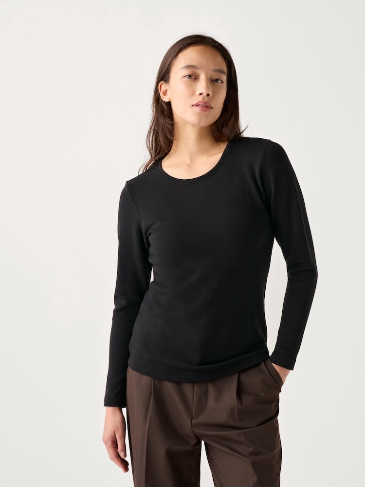 

Теплая футболка с круглым вырезом Uniqlo, черный