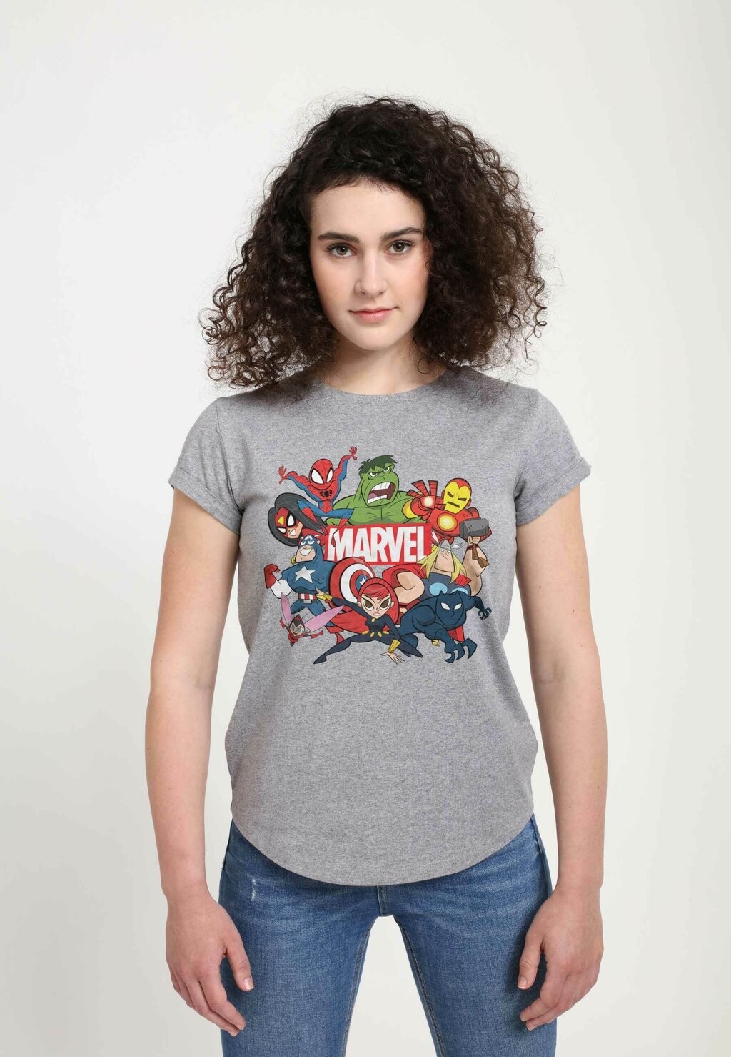 

Футболка с принтом AVENGERS CLASSIC GROUP MARVEL RETRO Marvel, цвет Mottled Light Grey