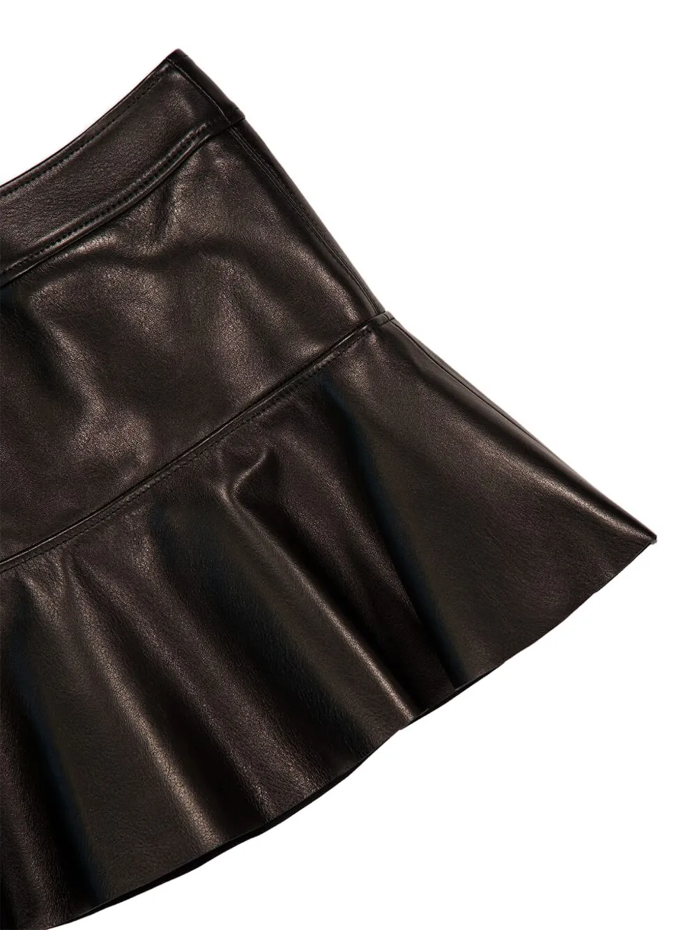 Кожаная мини-юбка с оборками TOM FORD, черный — фото 3