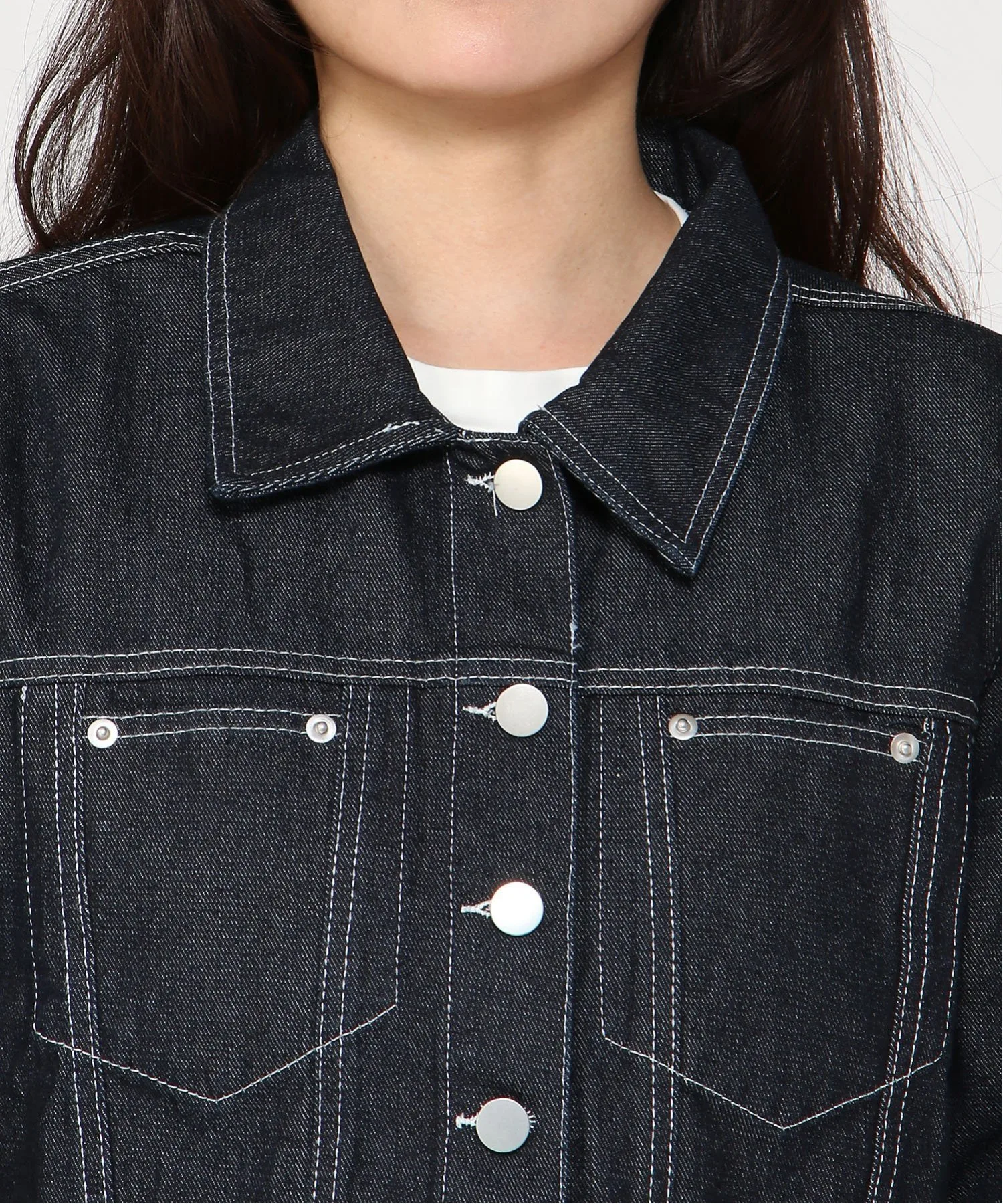 Джинсовая куртка в стиле "кукольная девочка" Girly Doll, Navy — фото 4