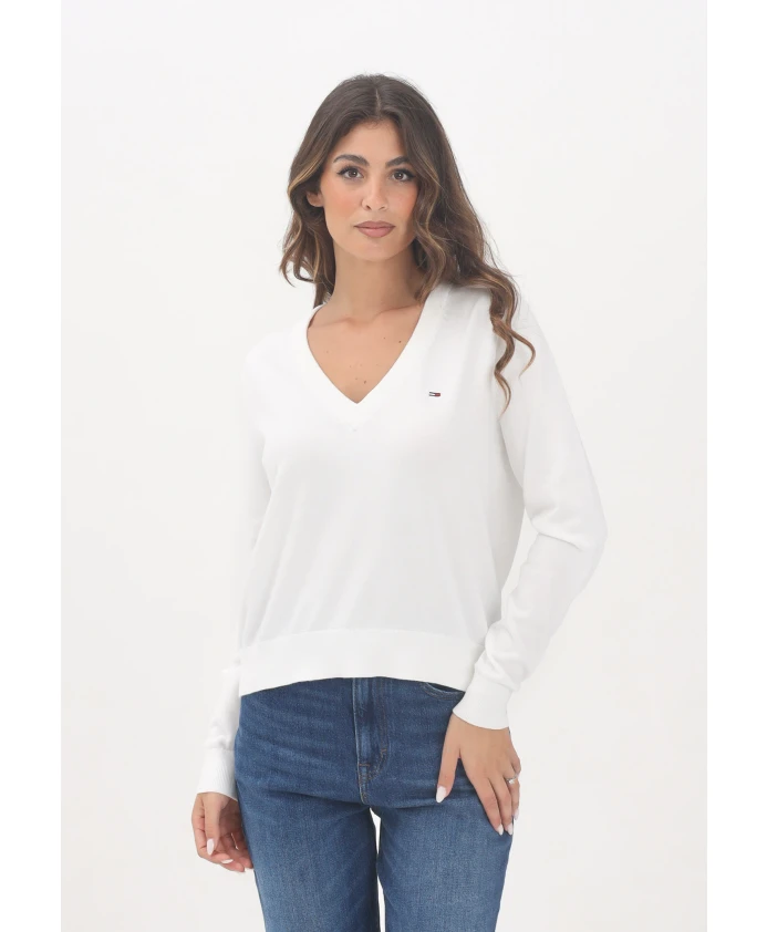 

Белый женский свитер с V-образным вырезом, осень/зима Tommy Jeans, белый