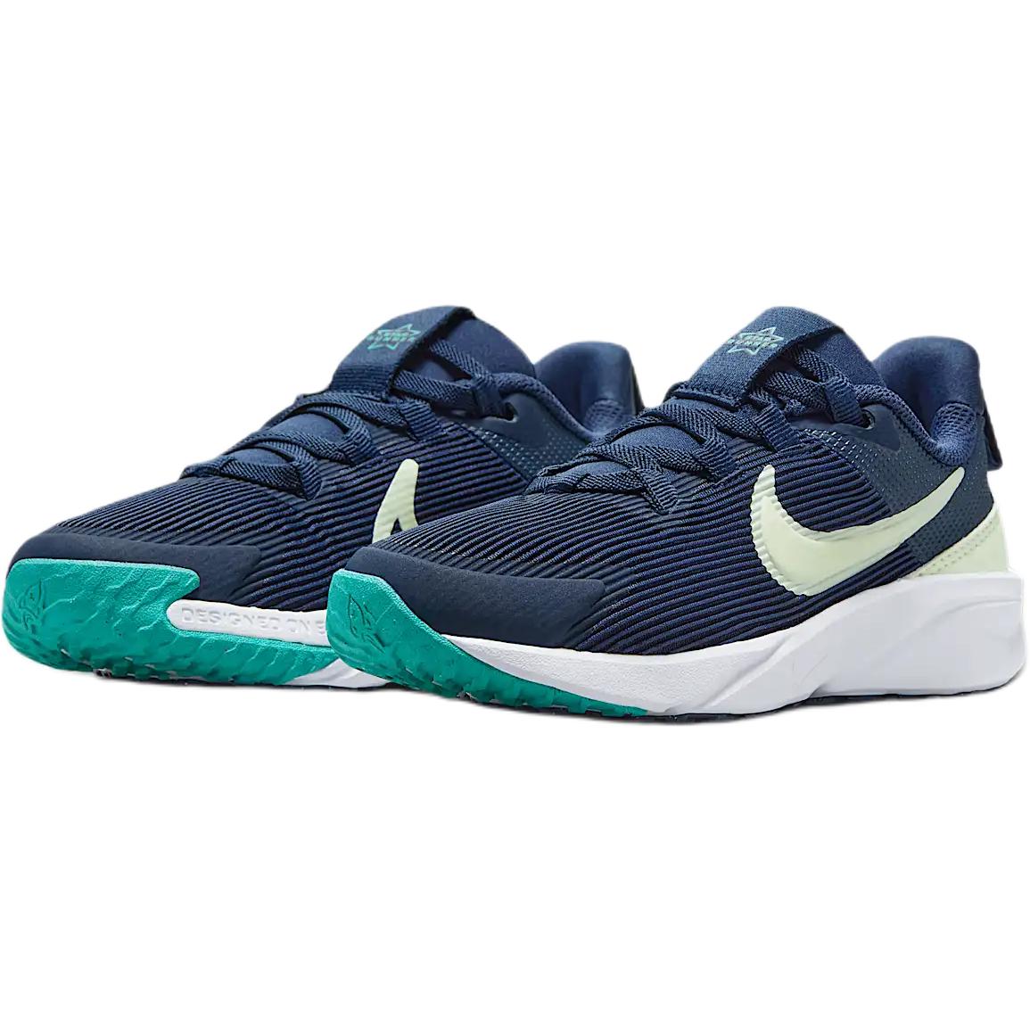 Nike Star Runner 4 нескользящие износостойкие низкие кроссовки для бега marine blue детские — фото 4