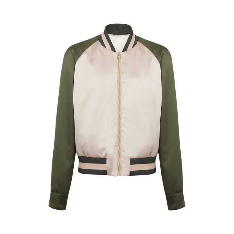 

Бомбер Balmain Signature Satin Bomber, цвет Ivory/Khaki