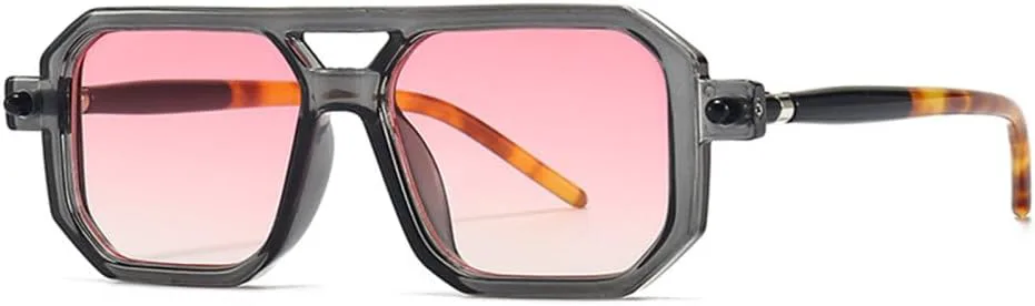 

Солнцезащитные очки в стиле ретро квадратной формы 2027 года для женщин и мужчин, винтажные солнцезащитные очки с защитой от УФ-излучения UV400 MTZJH, Grey Pink