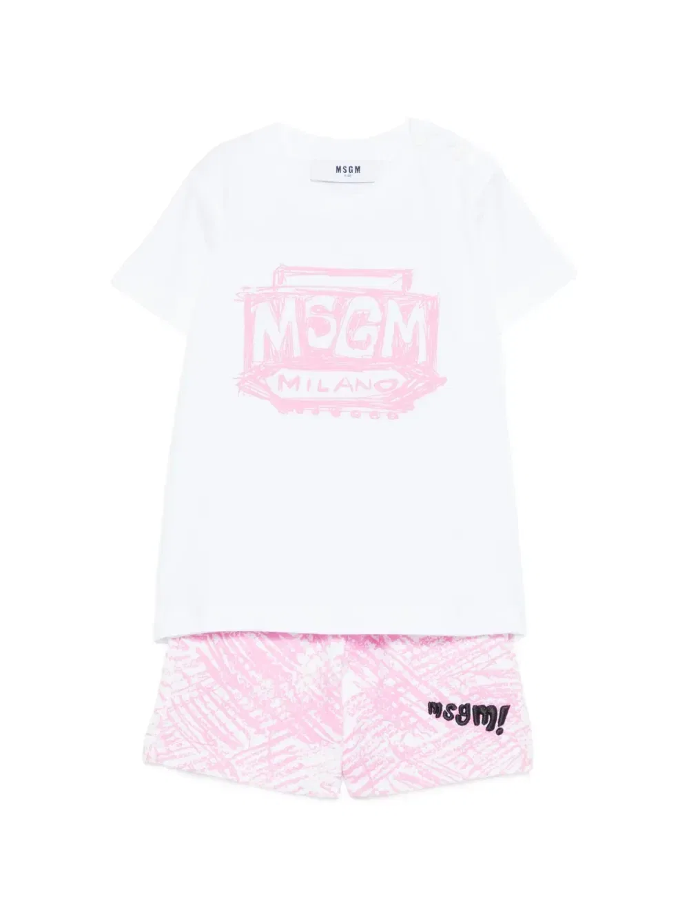 Комплект из футболки и шорт с логотипом Msgm Kids, белый
