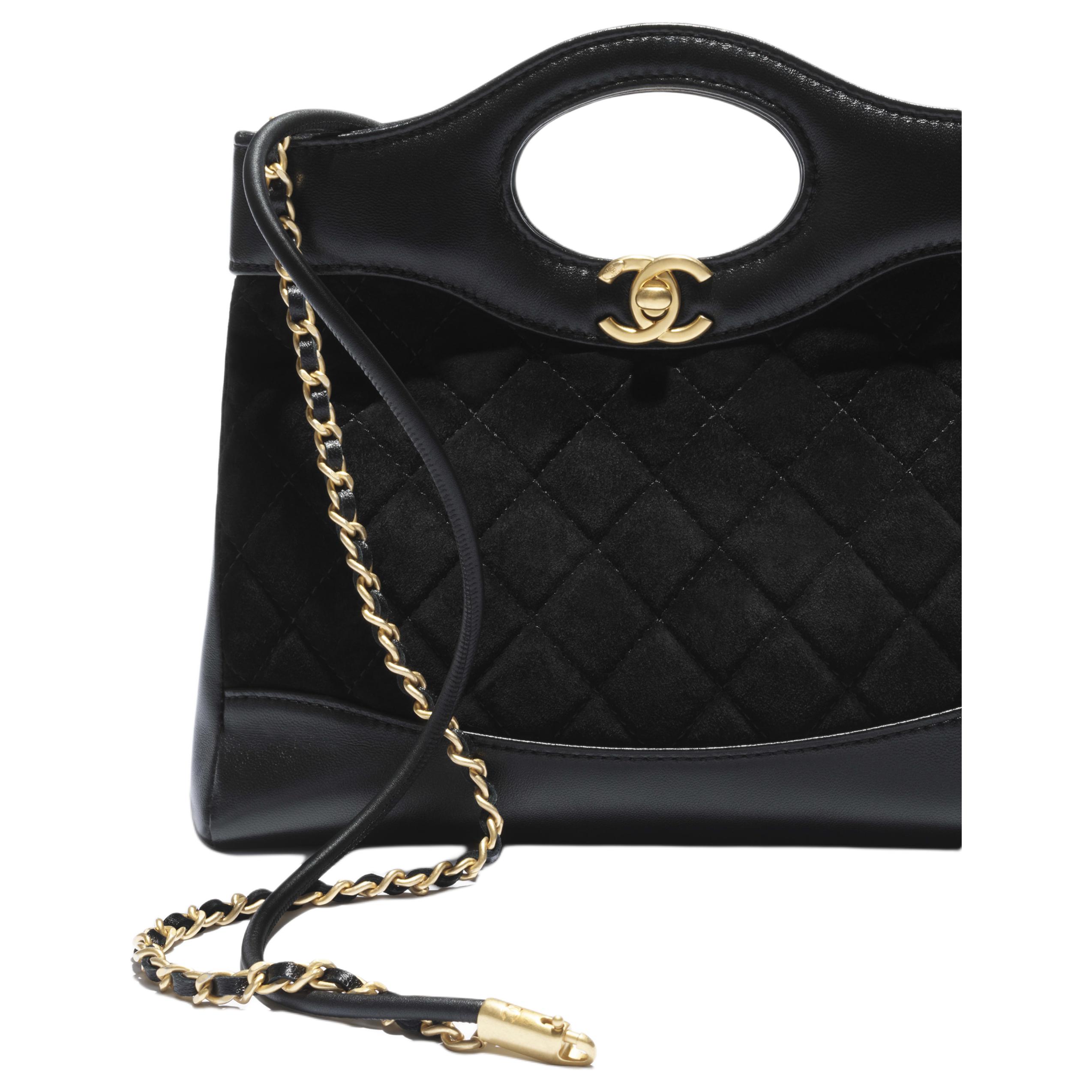 CHANEL Золотая металлическая сумка-шоппер из замши — фото 4