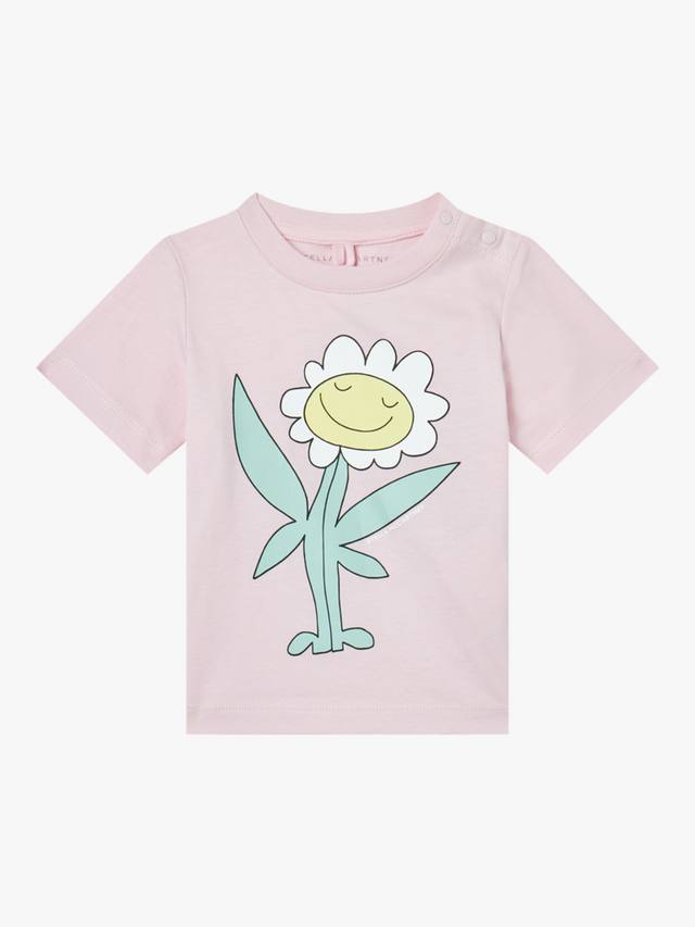 

Детская футболка из хлопчатобумажного джерси в цветочек Stella McCartney Kids, розовый