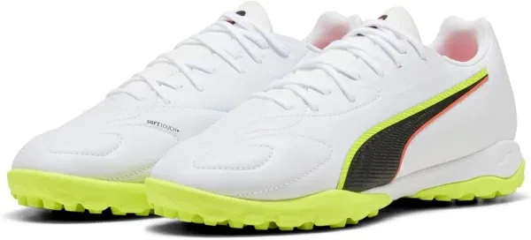 Детские кроссовки Puma King 20 Match TT+MID JR, белый/желтый, размер 24.5cm - 37.5 RU