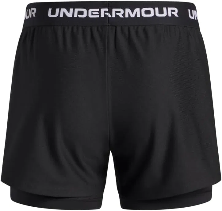 Шорты Under Armour Girls' Tech Play Up 2 в 1, (005) Black/Black/White — фото 2