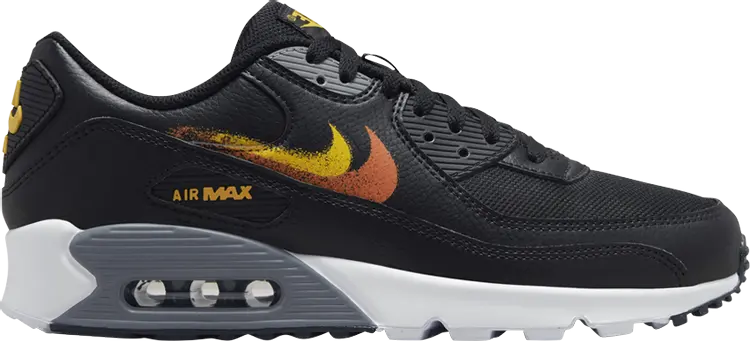 

Кроссовки Air Max 90 'Spray Paint Swoosh - Black Gold Orange', черный